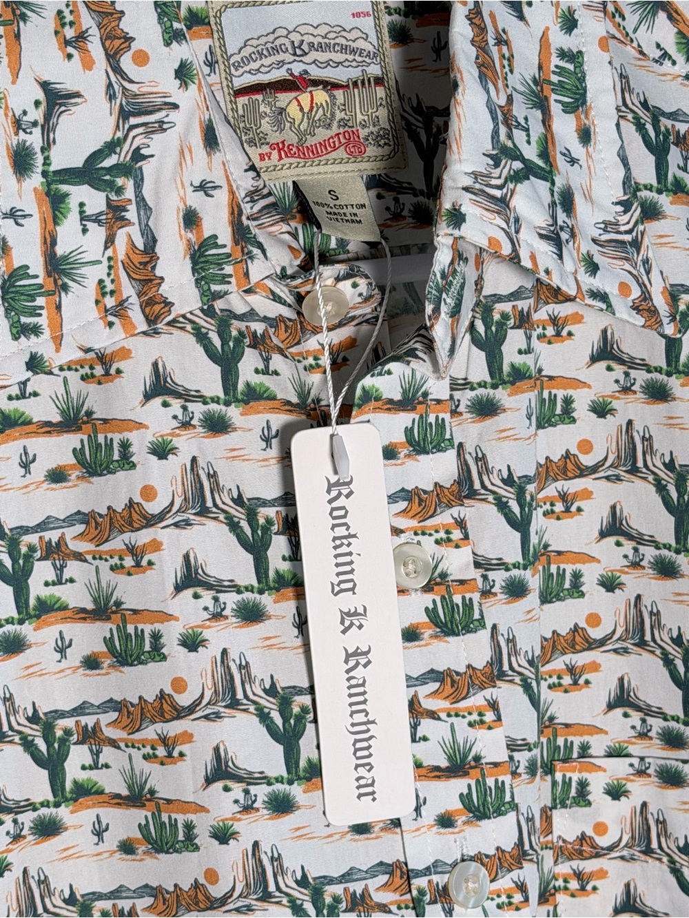 Rocking K Ranchwear By Kennington Cactus Print Long Sleeve Button Up Men S Shirt - Picture 5 of 9